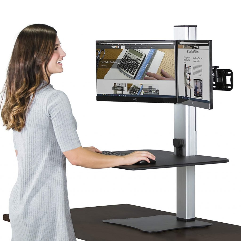victor dual monitor standing desk converters table top