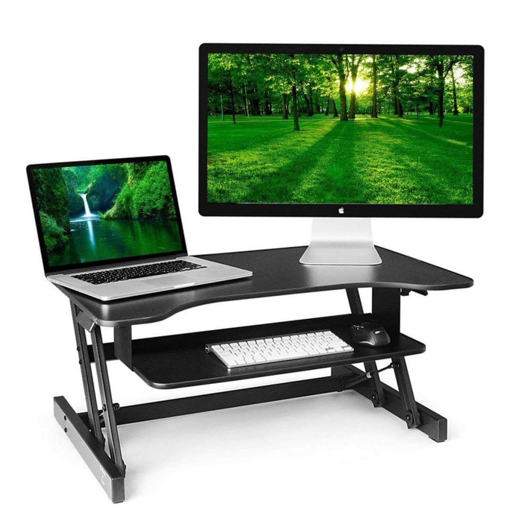 house of trade standing desk converter 32" desk riser - affordable varidesk alternative