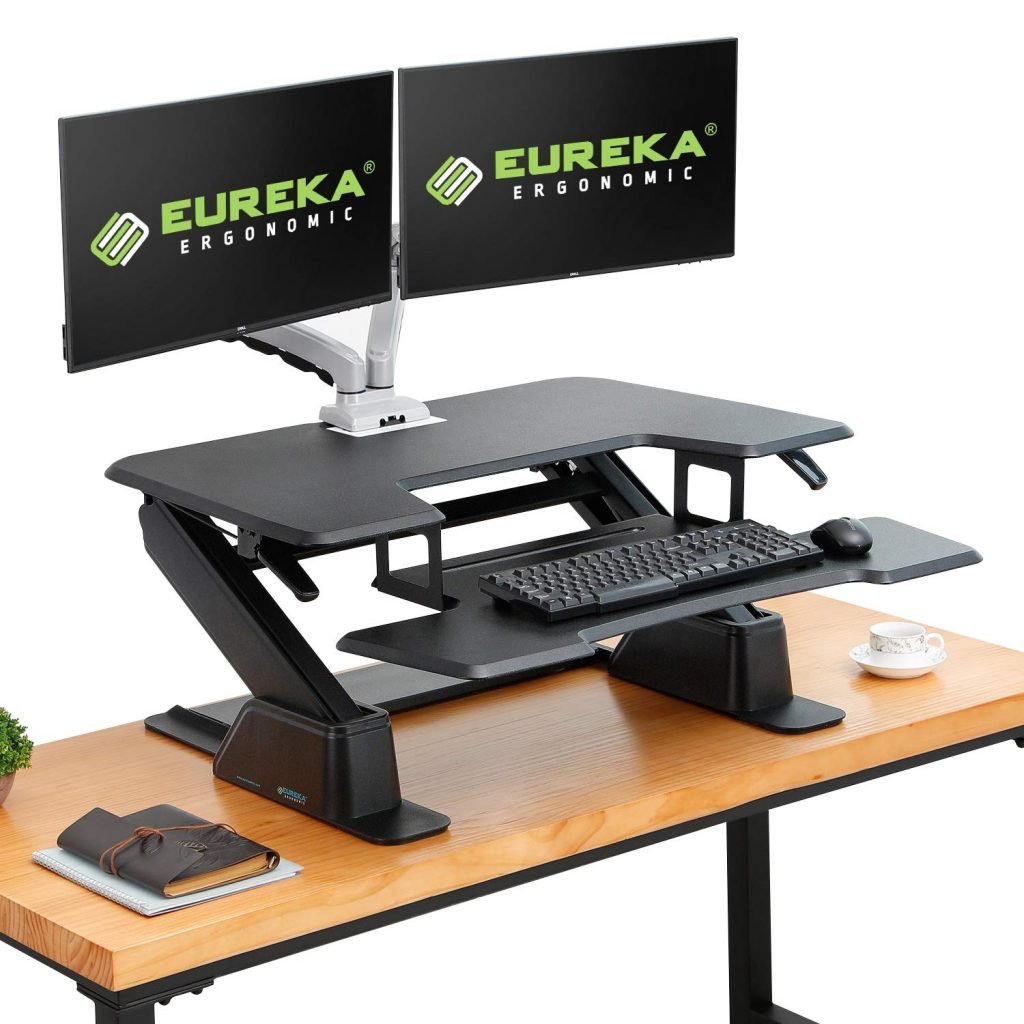 eureka ergonomic v1 stand up desk converter with dual monitors