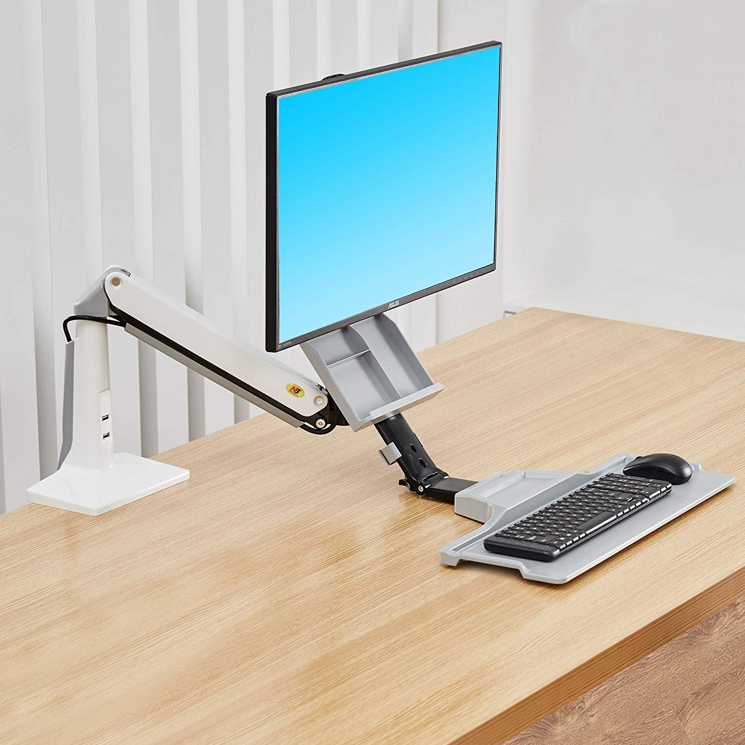 monitor arm with keyboard tray
