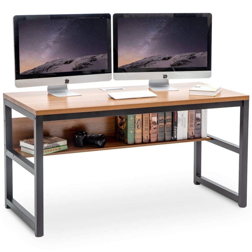 home office desk simple with bottom shelf