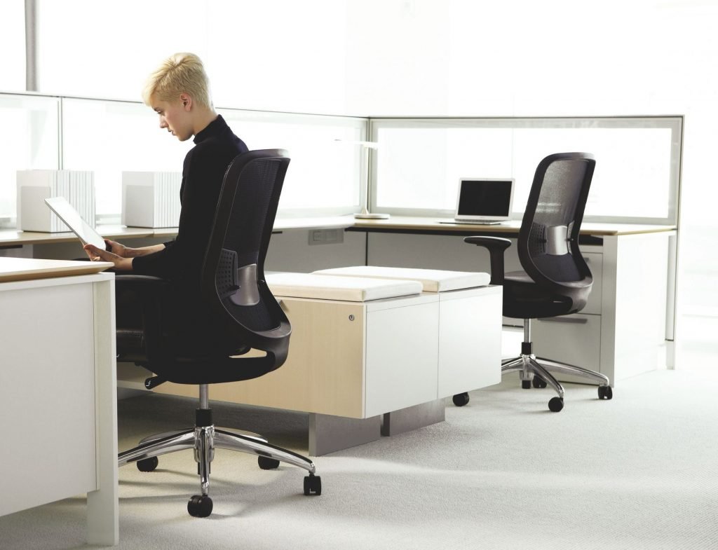 woman on a contemporary office chair