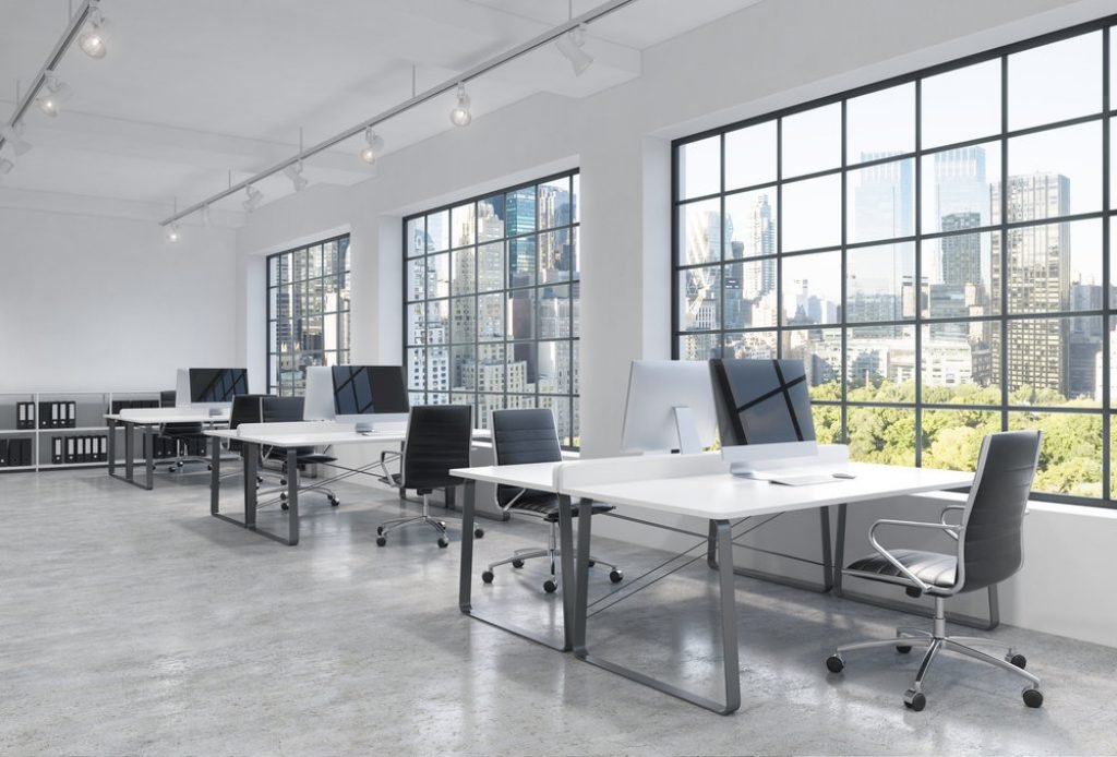 beautiful open workspace with large windows