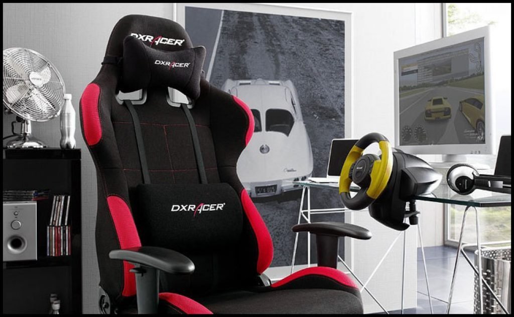 dxracer gaming chair with car racer console game