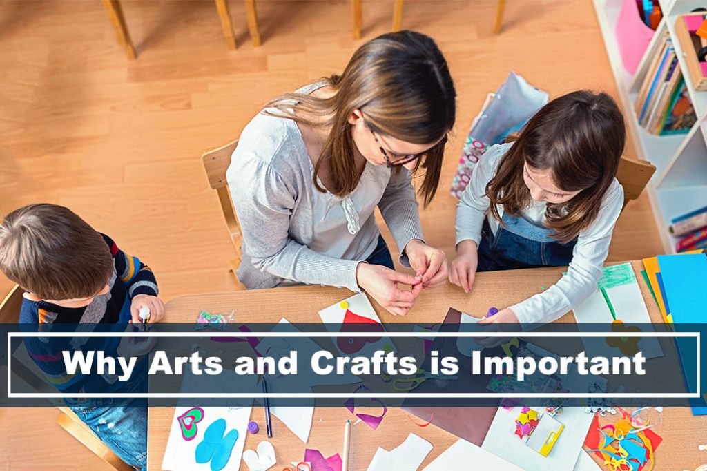 Mom and Kids Doing Arts and Crafts on Table