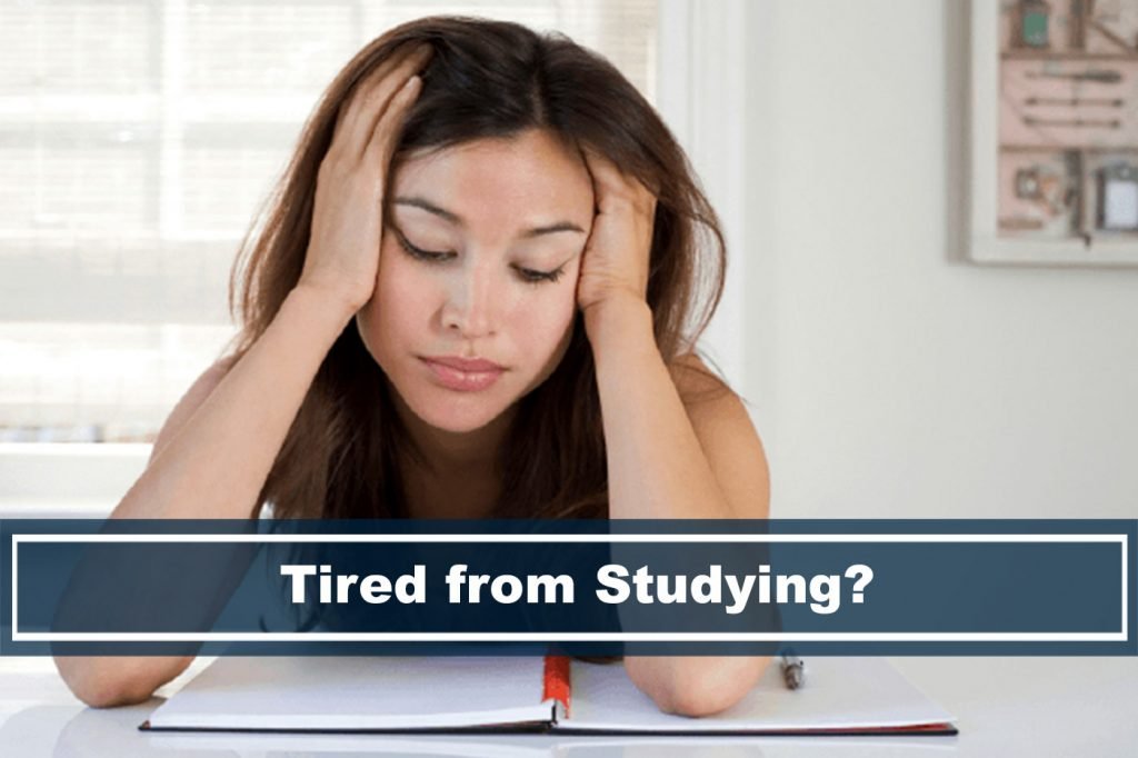 woman tired from studying