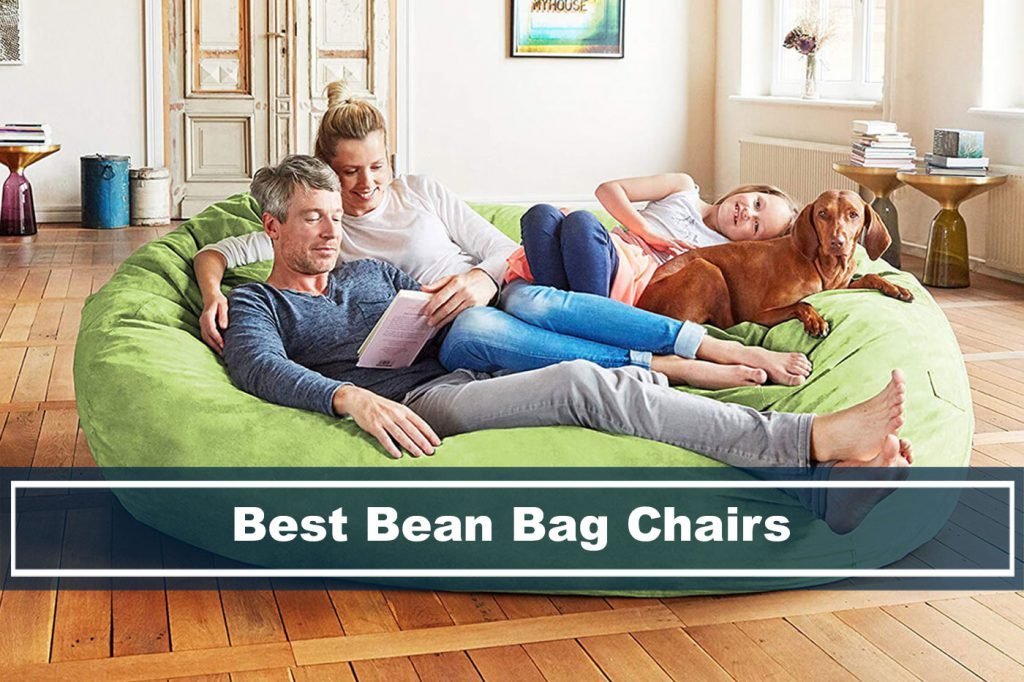 family sitting on the best bean bag chairs